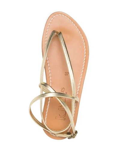 Shop Kjacques Delta Metallic Flat Sandals In Gold