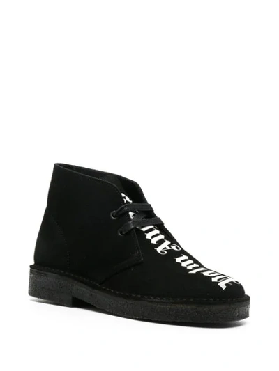 Shop Palm Angels X Clarks Logo Desert Boots In Black