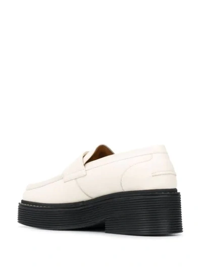 Shop Marni Square-toe Platform Leather Loafers In Neutrals