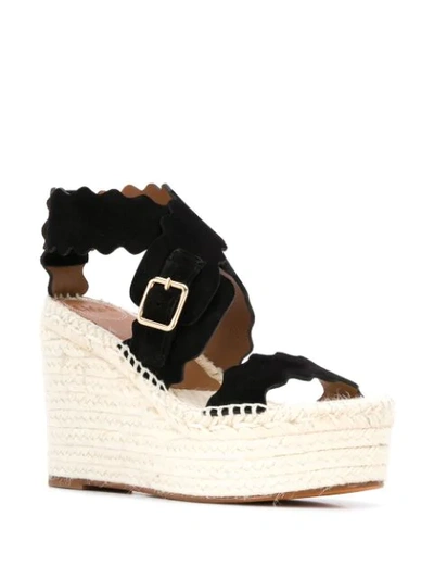 Shop Chloé Lauren 110mm Espadrille Wedge Sandals In Black