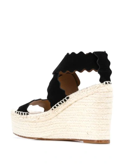Shop Chloé Lauren 110mm Espadrille Wedge Sandals In Black