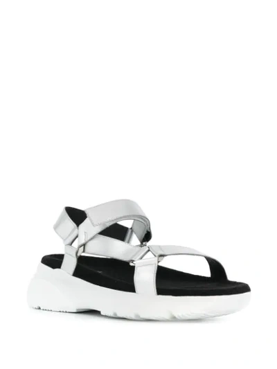 Shop Hogan Active Touch-strap Sandals In Silver