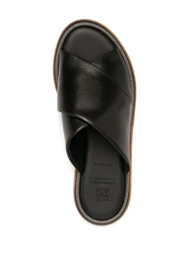 Shop Brunello Cucinelli Slip-on Leather Sandals In Black