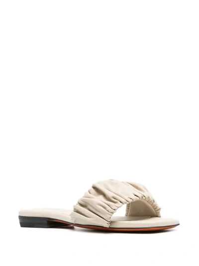 Shop Santoni Draped-strap Leather Sandals In Neutrals