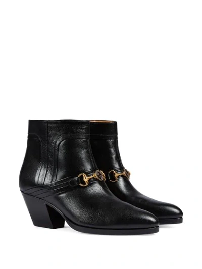 Shop Gucci Interlocking G Horsebit Ankle Boots In Black