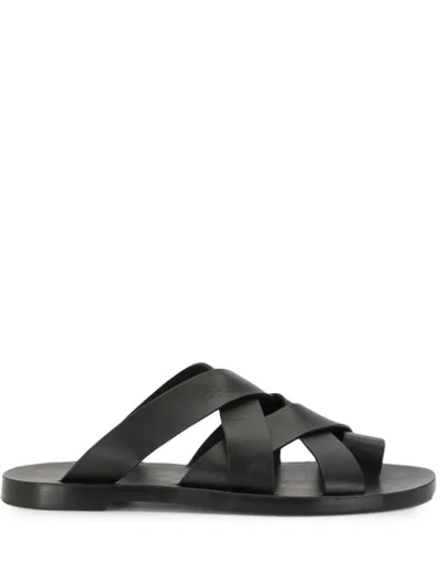 Shop Jil Sander Crossed Strap Sandals In Black