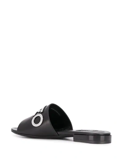 Shop Kenzo Leather Logo Sandals In Black