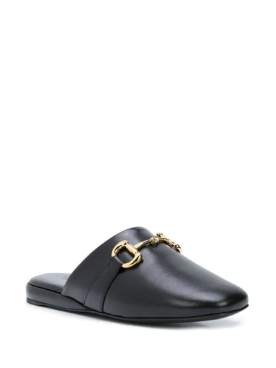 Shop Gucci Pericle Horsebit Slippers In Black