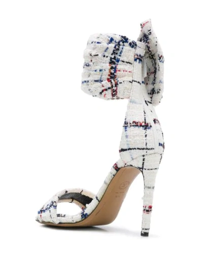 Shop Alexandre Vauthier Check Print Tweed Sandals In White