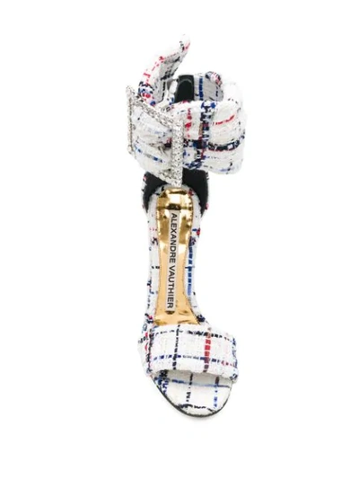 Shop Alexandre Vauthier Check Print Tweed Sandals In White