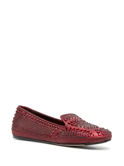 Shop Le Silla Dixie Crystal-embellished Slippers In Red