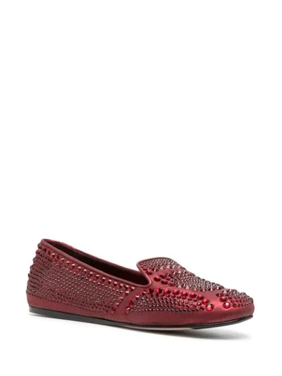 Le Silla Dixie Crystal-embellished Slippers In Red