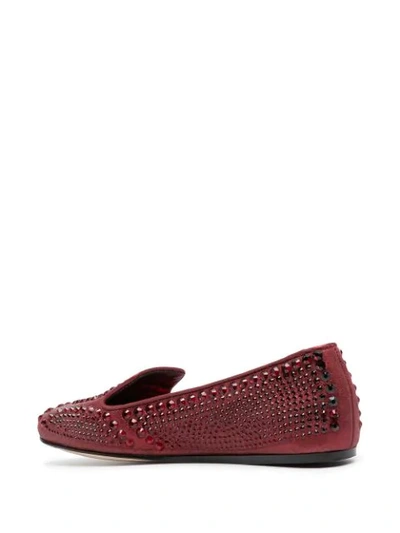 Shop Le Silla Dixie Crystal-embellished Slippers In Red
