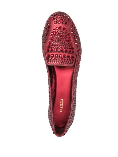 Le Silla Dixie Crystal-embellished Slippers In Red