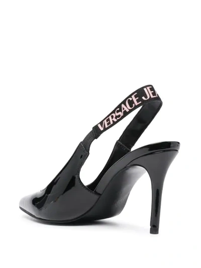 Shop Versace Jeans Couture Logo Sling-back Pumps In Black