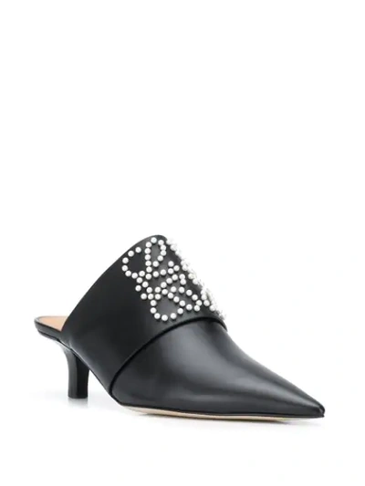 Shop Loewe Pearl-embellished 50mm Mules In Black