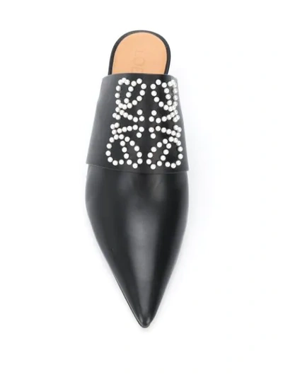 Shop Loewe Pearl-embellished 50mm Mules In Black