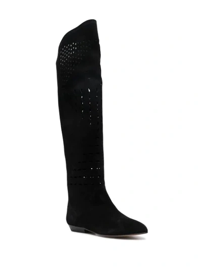 Shop Isabel Marant Cut-out Knee Boots In Black