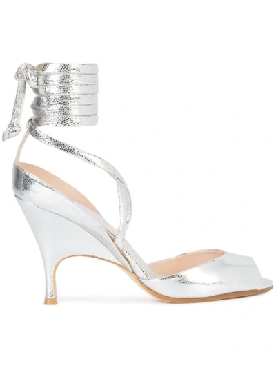 Shop Alchimia Di Ballin Wrap Tie Ankle Sandals In Metallic