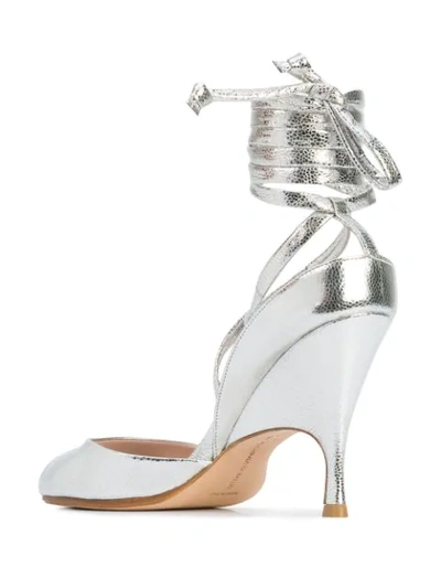 Shop Alchimia Di Ballin Wrap Tie Ankle Sandals In Metallic