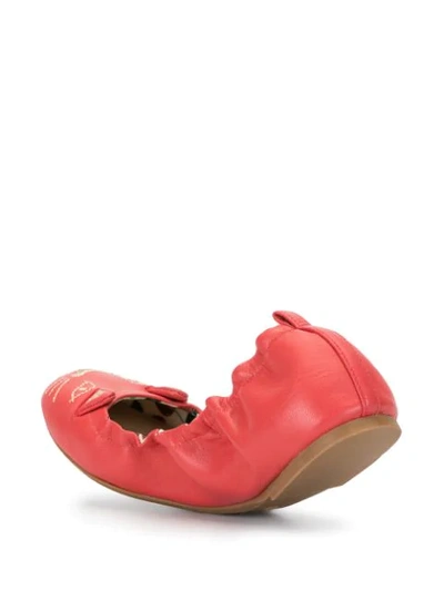 Shop Charlotte Olympia Kitty Ballerina Flats In Red