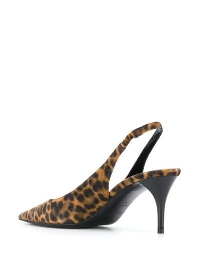 Shop Saint Laurent Leopard Print Slingback Pumps In Brown