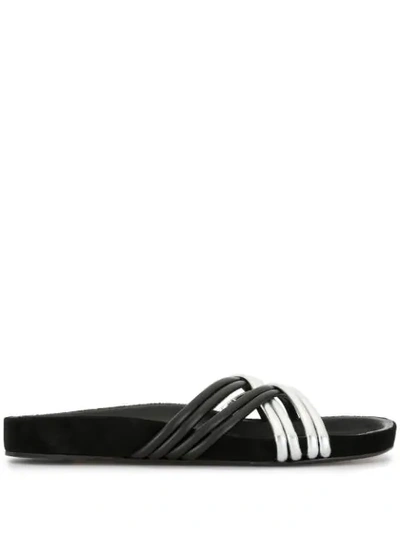 Shop Isabel Marant Crisscross Leather Sandals In Black