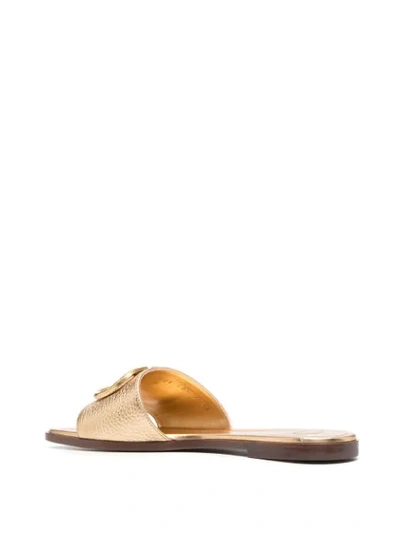 Shop Valentino Vlogo-plaque Sandals In Gold