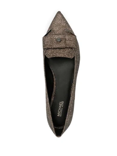 Shop Michael Michael Kors Belle Flex Glittery Ballerina Shoes In Brown