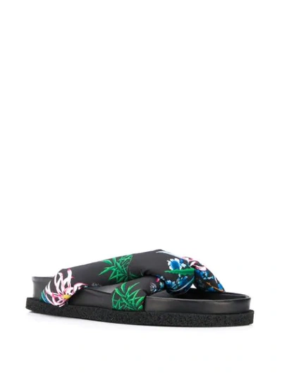 Shop Kenzo Padded-strap Floral Slides In Black