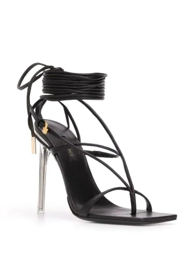 Shop Versace Lace-up Sandals In Black