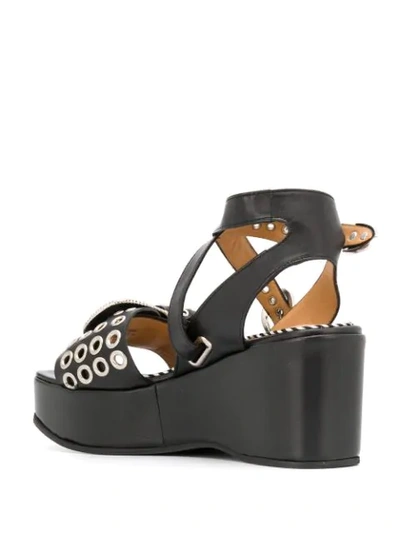 Shop Toga Open Toe Wedge Sandals In Black