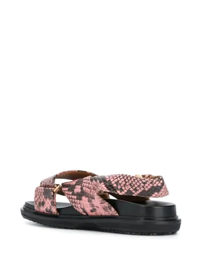 Shop Marni Fussbett Snakeskin-effect Sandals In Pink
