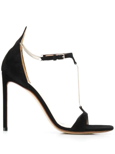 Shop Francesco Russo Chain Stiletto Sandals In Black