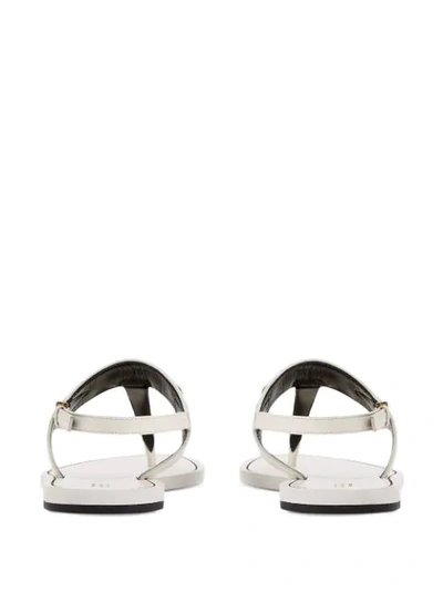 Shop Gucci Web Stripe T-bar Flat Sandals In White