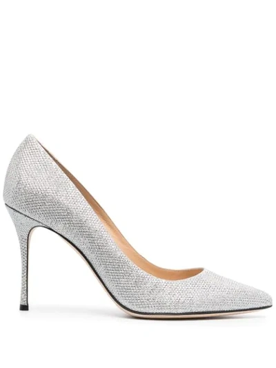 Shop Sergio Rossi Godiva Glitter Pumps In Silver