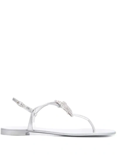Shop Giuseppe Zanotti Star Embellished Sandals In Silver
