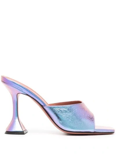 Shop Amina Muaddi Lupita Sculpted-heel Sandals In Blue