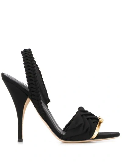 Shop Marco De Vincenzo Wrinkled Bow-detail Sandals In Black