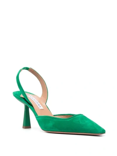 Shop Aquazzura Maia Sling 75mm Pumps In Green