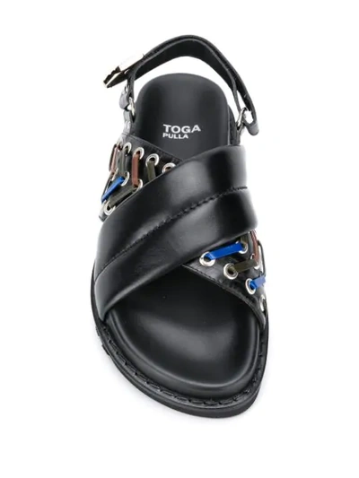 Shop Toga Crossover Strap Slingback Sandals In Black