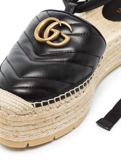 Shop Gucci Pilar Double G Platform Espadrilles In Black