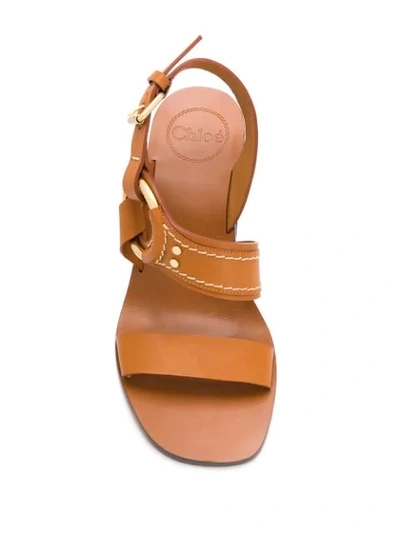 Shop Chloé Chunky Leather Strap Sandals In Brown
