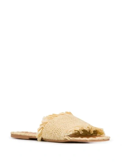 Shop Manebi Straw Slip-on Sandals In Neutrals