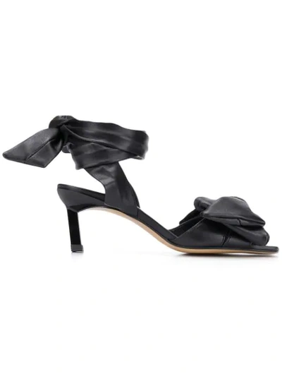 Shop Ganni Bow Detail Kitten Heel Sandals In Black