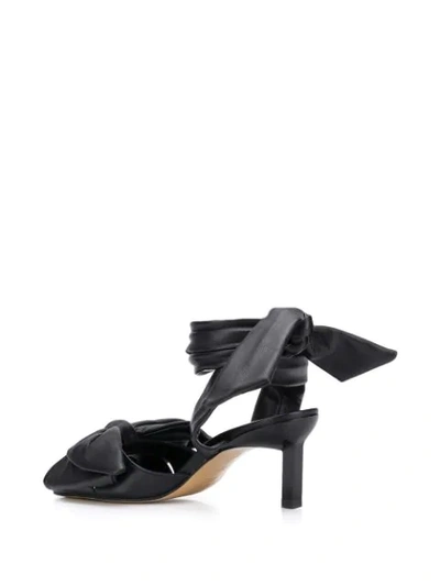 Shop Ganni Bow Detail Kitten Heel Sandals In Black