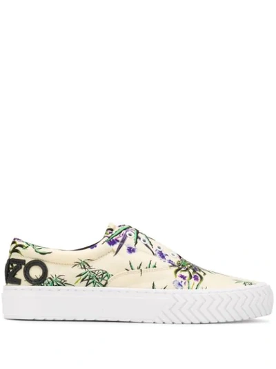 Shop Kenzo Sea Lily K-state Sneakers In Neutrals