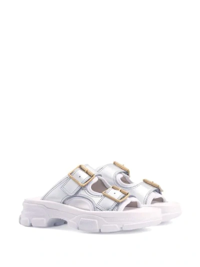 Shop Gucci Aguru Sandals In Silver