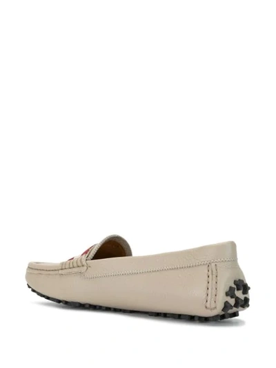 Shop Bally Striped Slip On Loafers In Neutrals