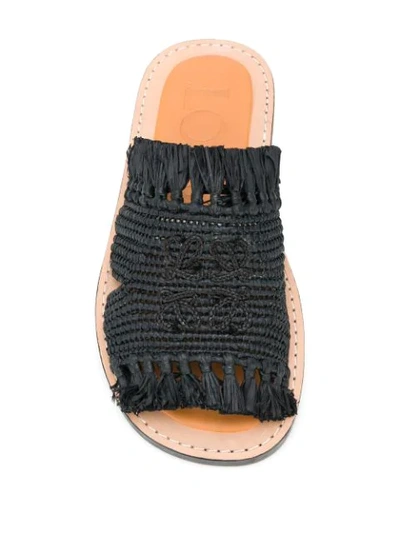 Shop Loewe Braided Flat Sandals In Black